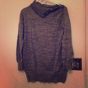 Slouchy button neck sweater